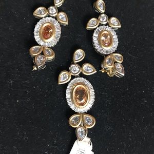 yellow stone and cubic zirconium set